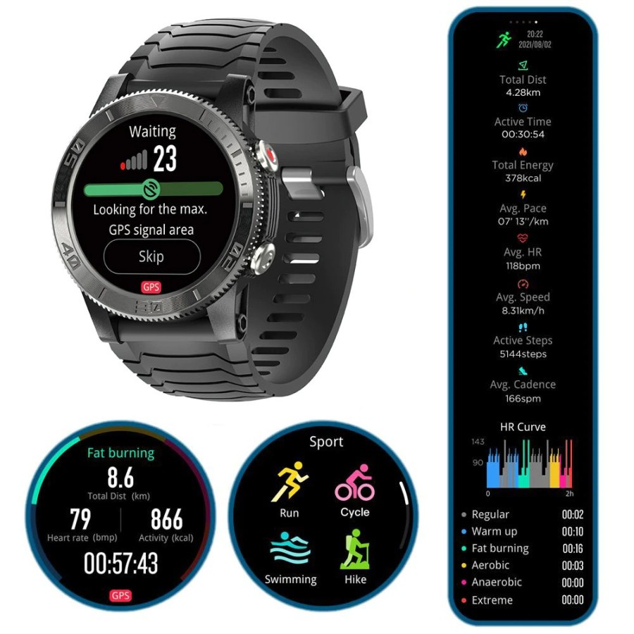 NORTH EDGE X-TREK Sports Smart Watch GPS GLONASS GALILEO Jam Tangan .wps