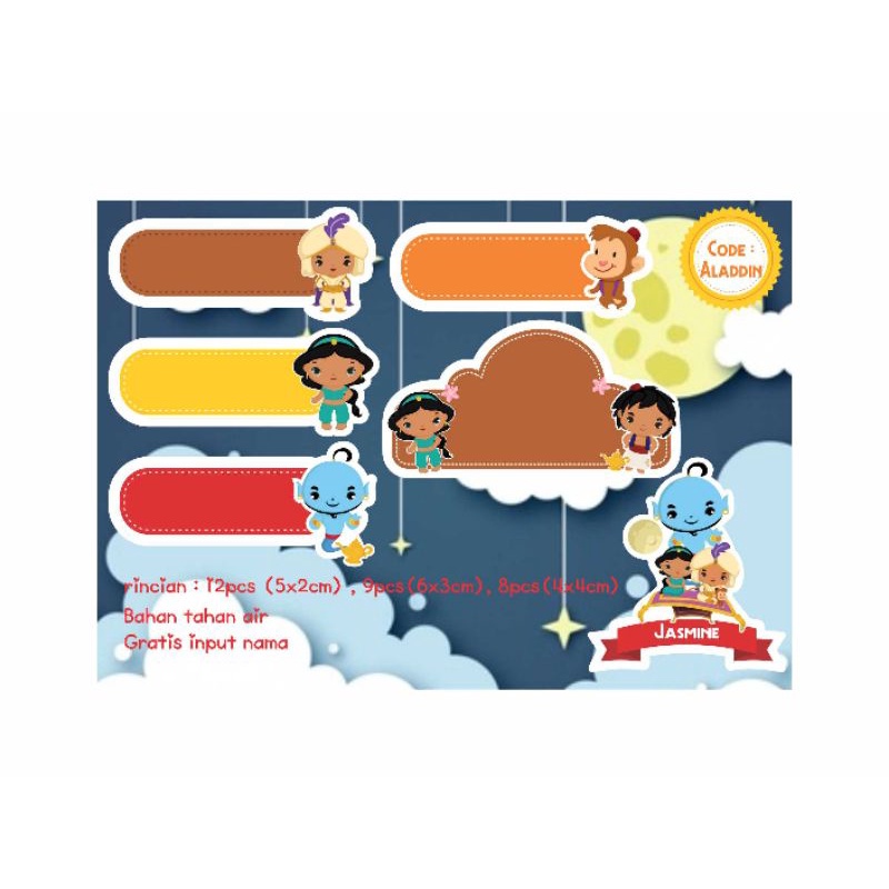 

STICKER LABEL NAMA CUSTOM character ALADIN