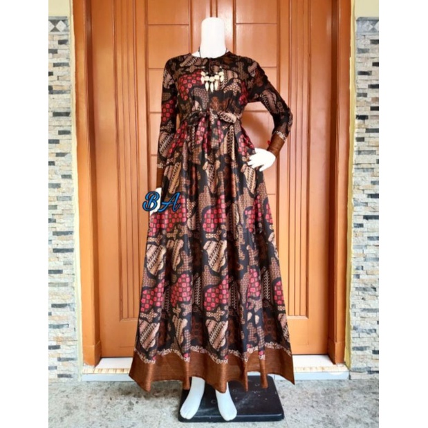 Batik Couple Maura Modern Sania Ruffle Sarimbit Batik Couple Keluarga Ayah Ibu & Anaknya - motif pulau-Gamis saja