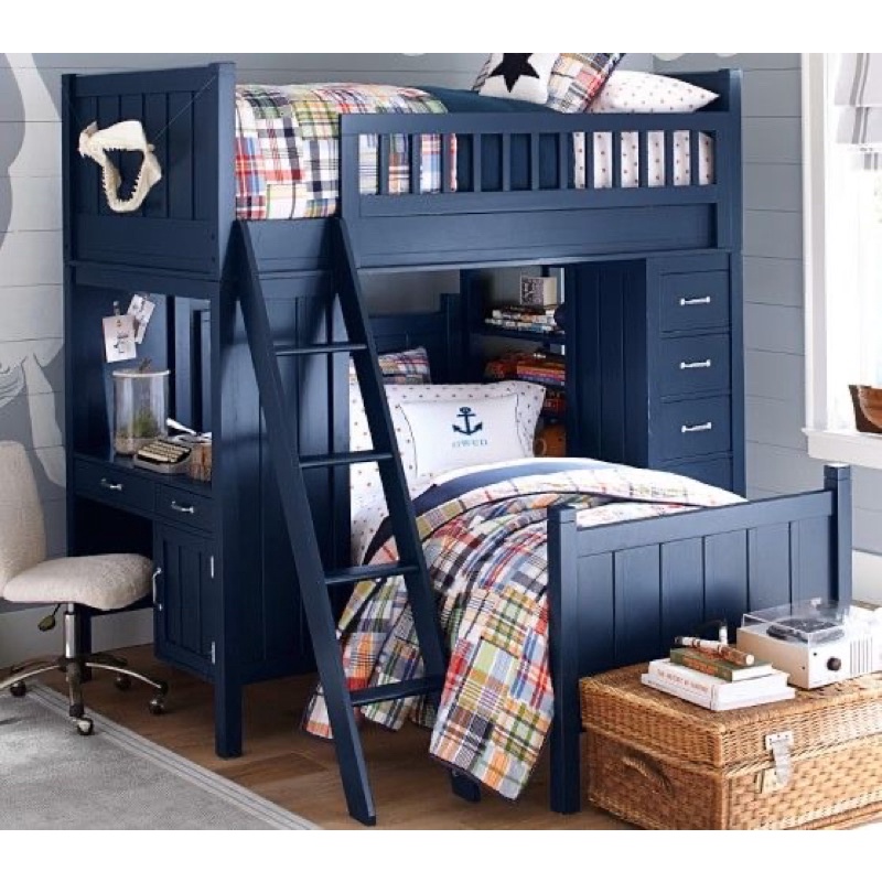 Tempat tidur anak tingkat dipan double full laci