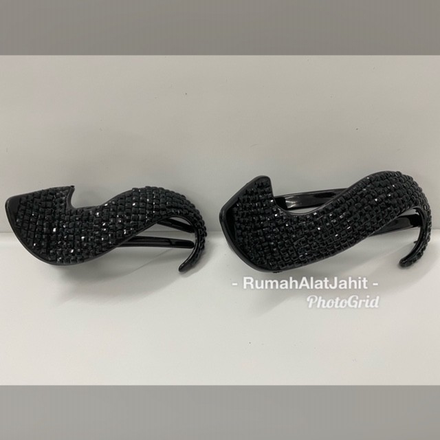 Jepit rambut bentuk S Permata Hitam 11 cm (uk. Besar) Model 3702