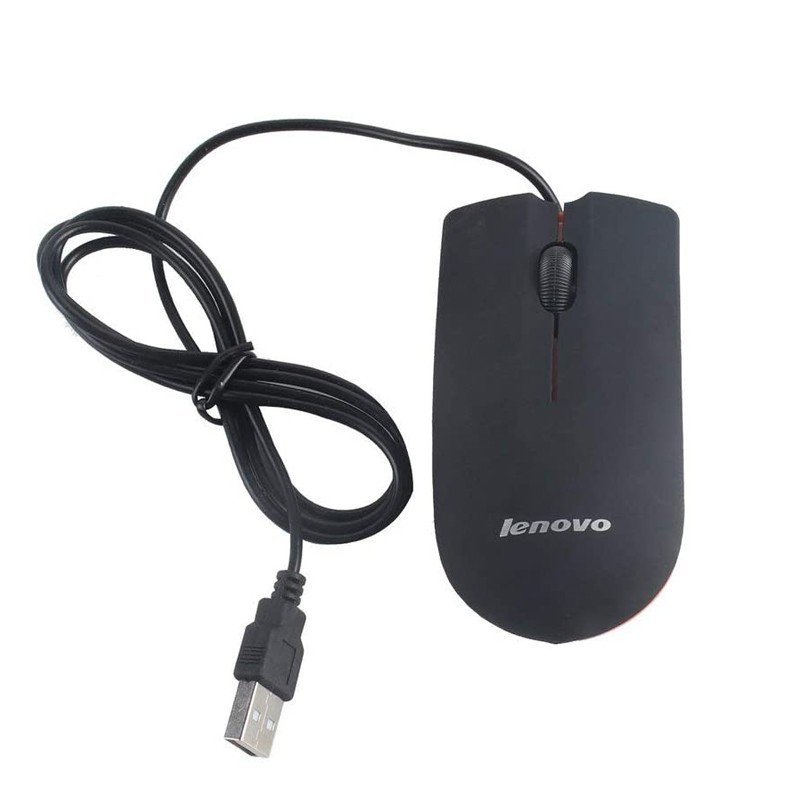 Lenovo M20 mouse gaming laptop pc  kabel murah wired usb original 3D optical/USB mini mouse M20 Warna-Hitam/