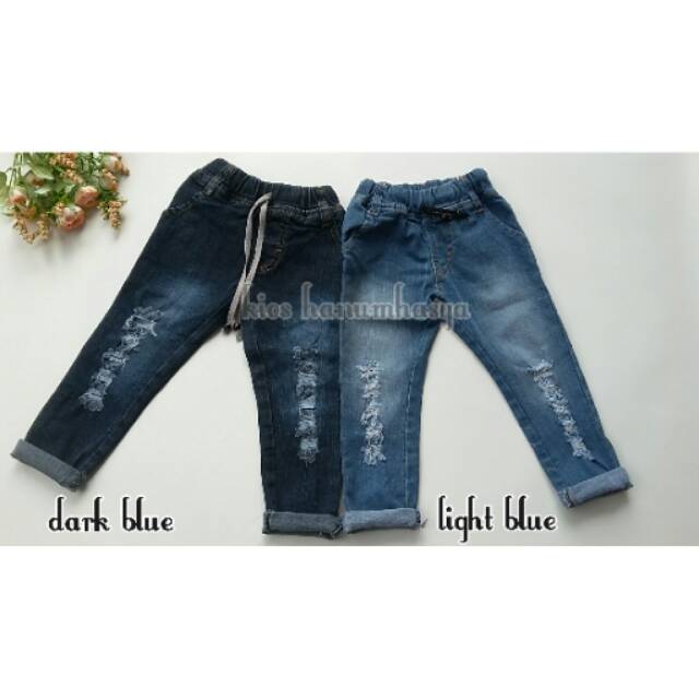 Jeans ripped anak / celana jeans anak / celana pensil anak