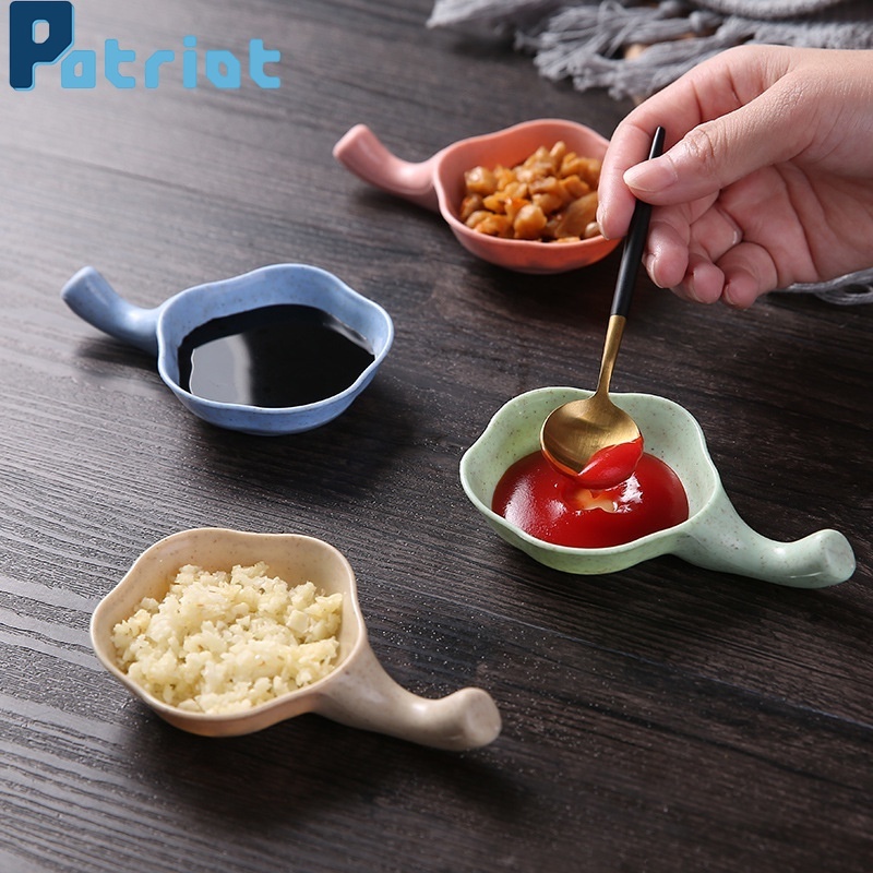 [ Featured ]  Eco-friendly Wheat Straw Seasoning dish with Handle / Appetizers Snack Plates / Vinegar Dipping Dish Kitchen Utensils Gadget Accessories