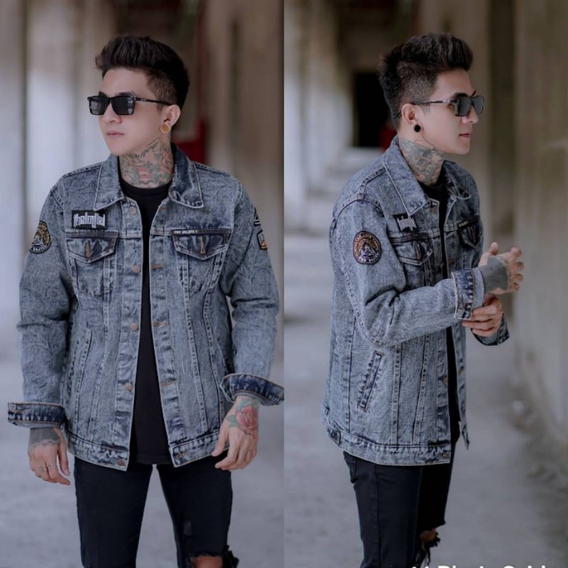 (BISA COD) JAKET JEANS PRIA SANDWASH BORDIR - JAKET JEANS THE BOJIEL - JAKET JEANS SANDWASH