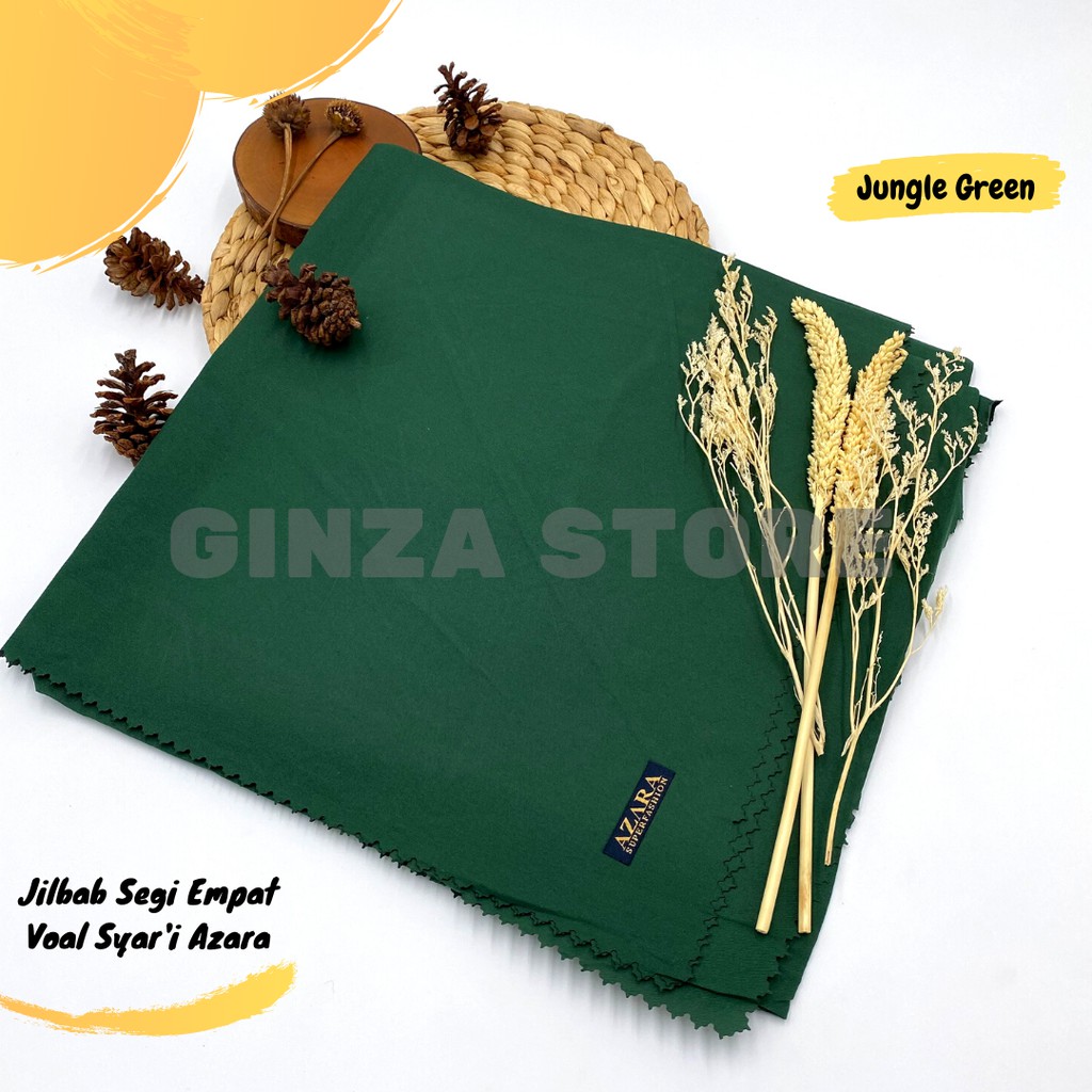 Jilbab AZARA Segi Empat Jumbo Syar'i Voal Oskara-Jungle Green