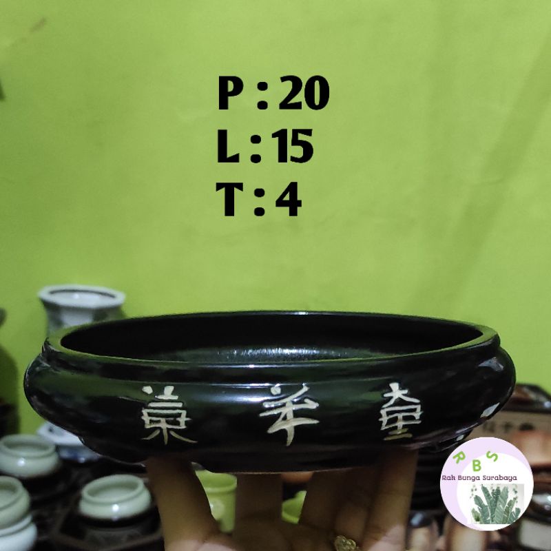 Pot Bonsai Keramik Oval Lebar