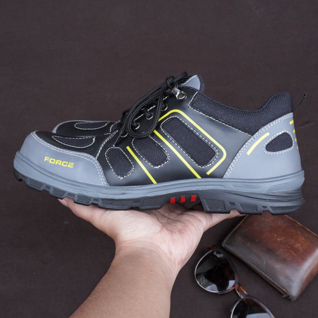 Black Force Elder Hitam - Sepatu Boots Pendek Safety Ujung Besi Bikers Hiking Gunung Kerja Laki -COD