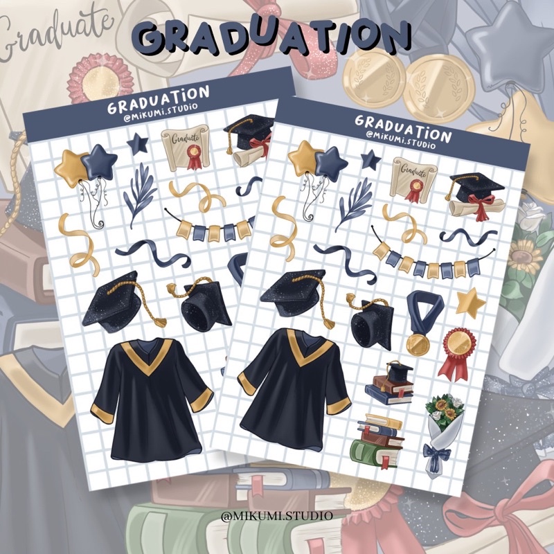 

[MIKUMI] Graduation Sticker Sheet | Doff Sticker | Kiss Cut sticker | Deco sticker | Journaling Kits | Bujo Kits | Planner Sticker | Stiker Planner | Sticker Lucu | Sticker Planner | Sticker Bujo | Deco Kit | Scrapbook Sticker | Sticker Aesthetic