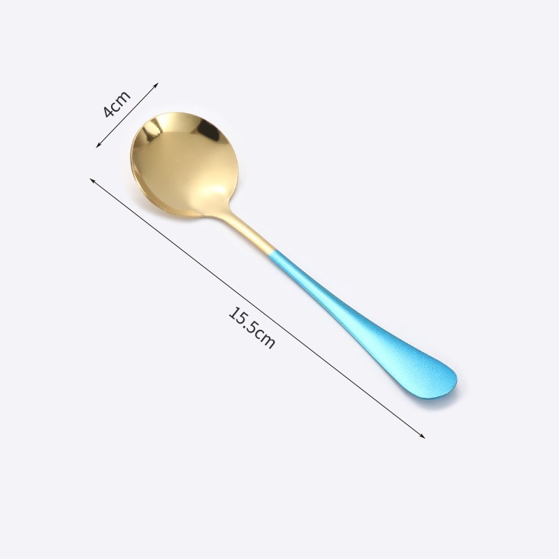 Sendok Kopi / Es Krim / Sup / Dessert Bahan Stainless Steel Kepala Bulat Gagang Panjang