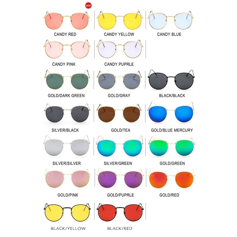 (YUZHU) Bayar di Tempat Korean Trendy Gata Bulat Kacamata Hitam Wanita/Pria Sunglasses Anti UV400