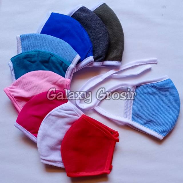 Masker kain polos [Harga Grosir] model moncong seperti scuba earloop + headloop bahan katun tebal