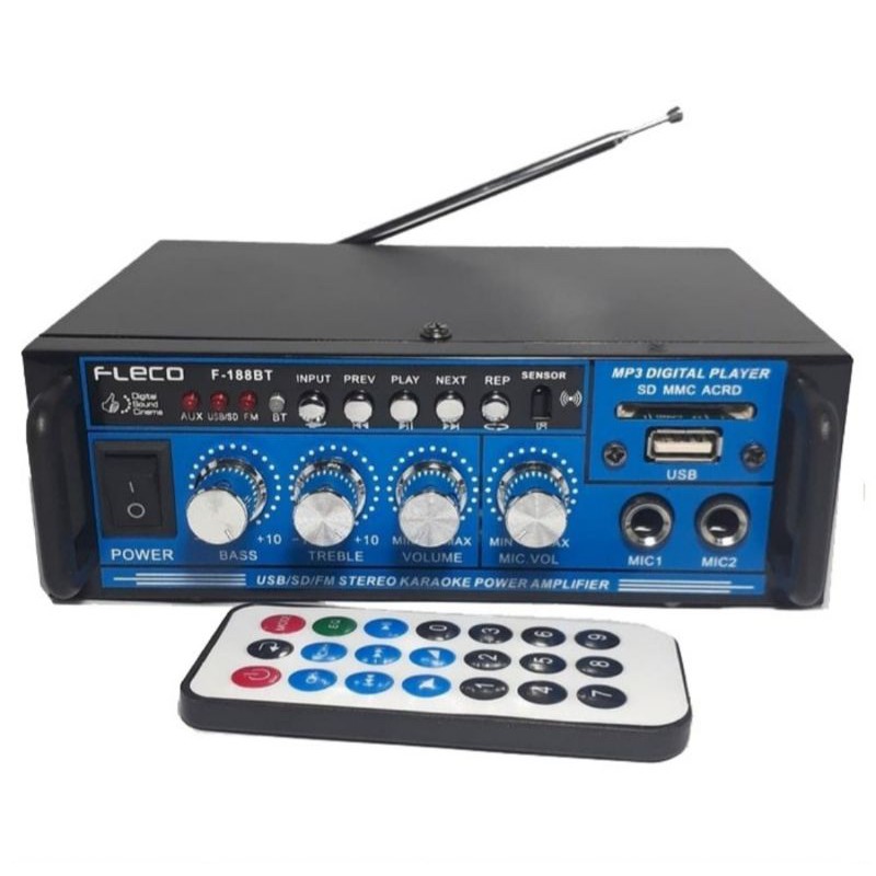 Amplifier Subwoofer Fleco 188 Amplifier Bluetooth Karaoke Mp3 Player Radio /Power Amplifier