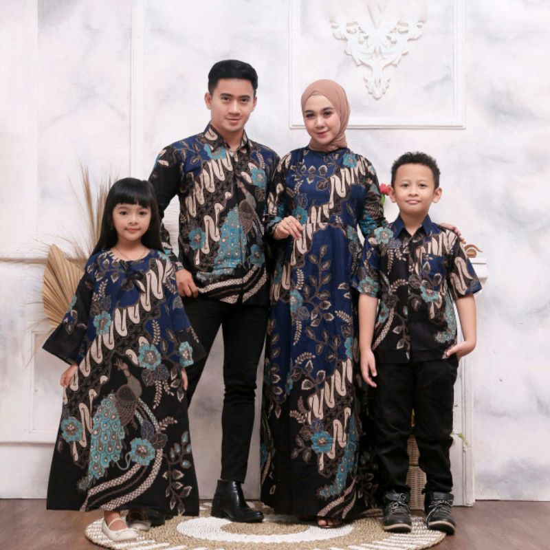 SET BAJU BATIK SARIMBIT GAMIS COUPEL SARIMBIT SERAGAM KELUARGA ANAK FAMILY SET MODERN PEKALONGAN 2