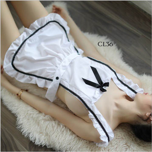 [READY GOJEK] SEXY LINGERIE KOSTUM COSPLAY PELAYAN SEKSI LINGERIE CELEMEK PUTIH CL36