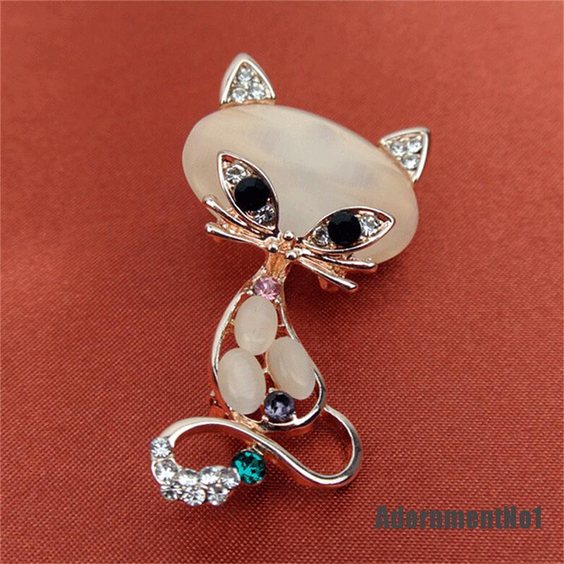 (Adornmentno1) Bros Pin Bentuk Rubah Opal Untuk Wanita