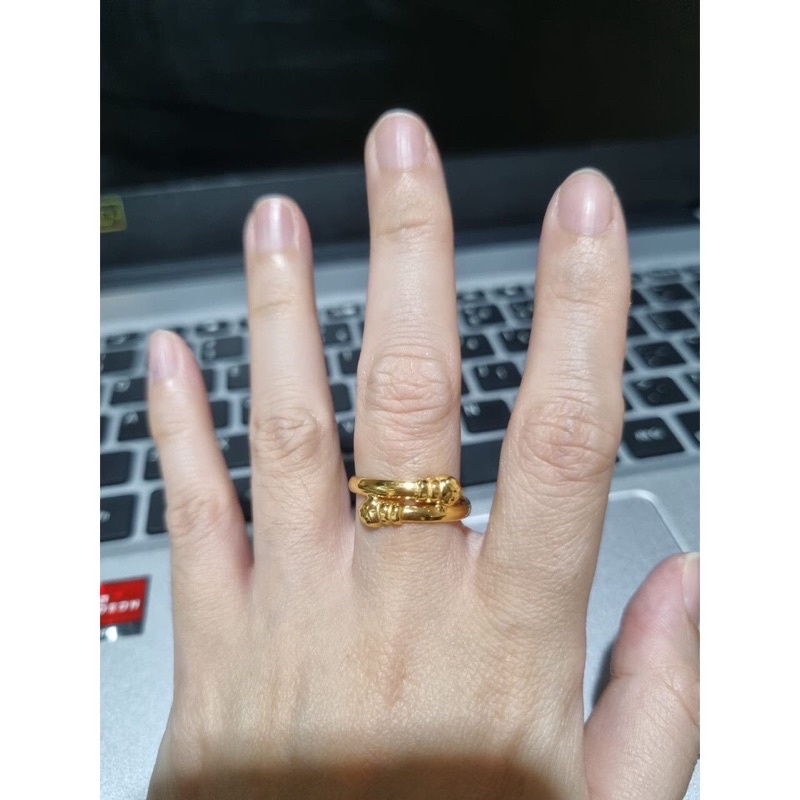 Cincin tali variasi hati elegant emas asli