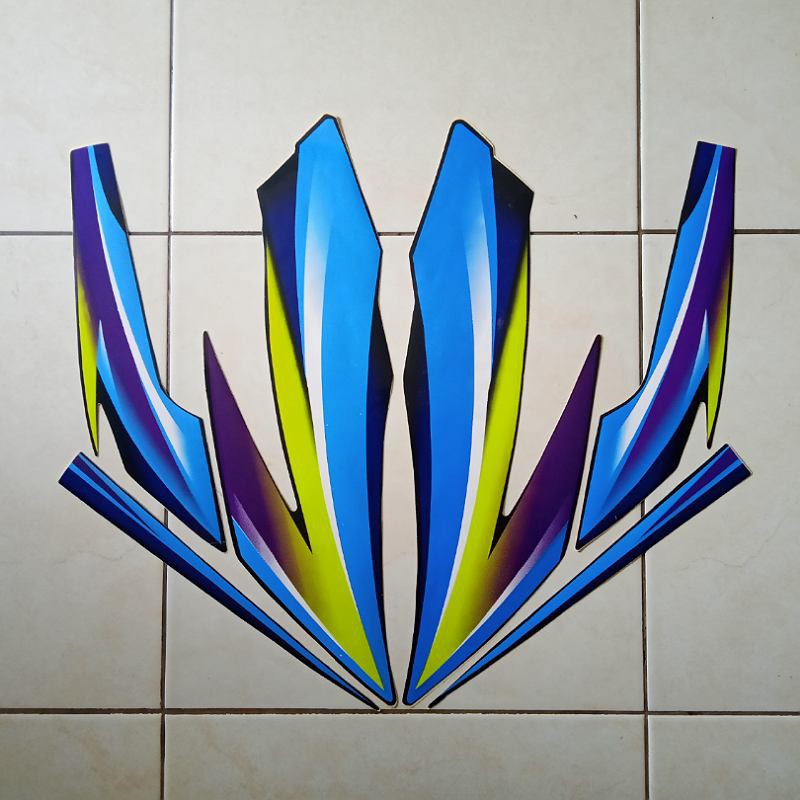 Stiker striping Motor honda GL max  2004 hitam-biru