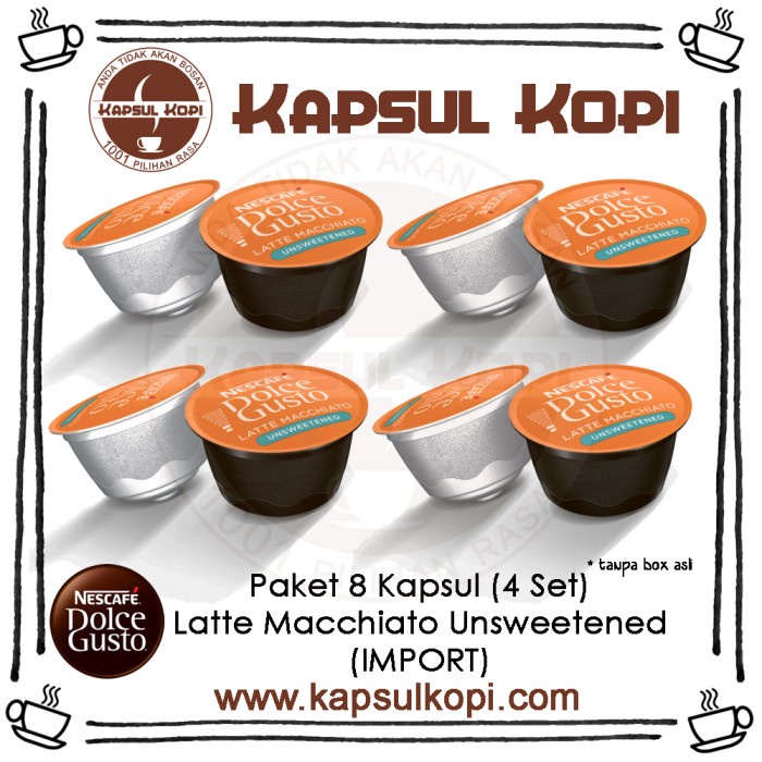 

Paket 8 Kapsul Kopi Latte Macchiato Unsweetened Nescafe Dolce Gusto