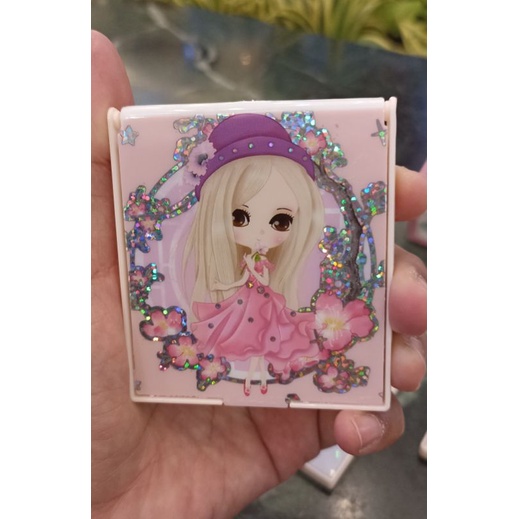 CERMIN LIPAT PORTABLE KOTAK//CERMIN SAKU KOREA PORTABLE MINI MOTIF ANIMASI 3D LUCU