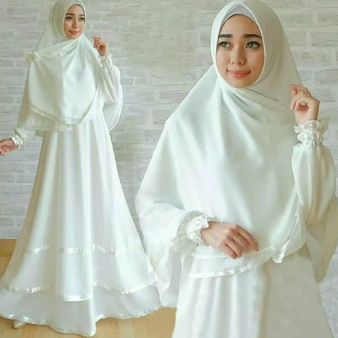 Gamis Anggun syari / Gamis Putih polos / Baju gamis Wanita Terbaru - /Fashion Muslim Wanita