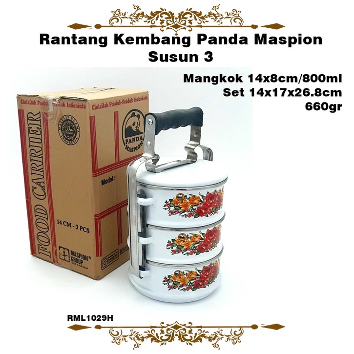 Rantang Kembang Panda 14cm Maspion Susun 3