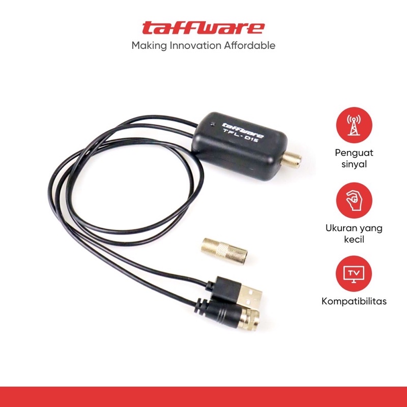 Taffware Penguat Sinyal Antena TV Amplifier Signal Booster HD DVB-T2 for Digital Tv Antenna - TFL-D15