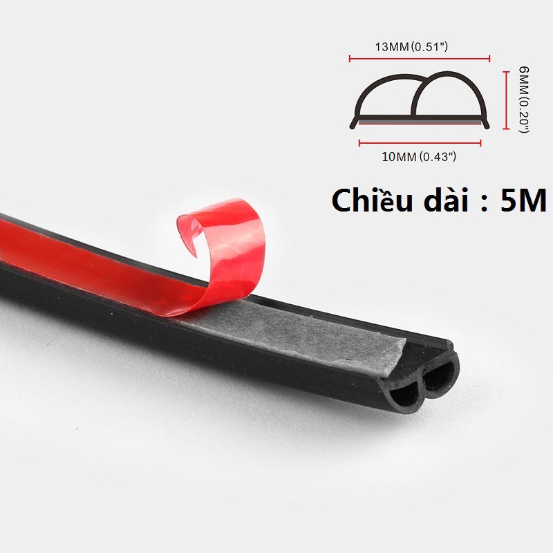 Seal Strip Karet Peredam Suara Pintu / Jendela Mobil Universal Tipe B Panjang 5 Meter