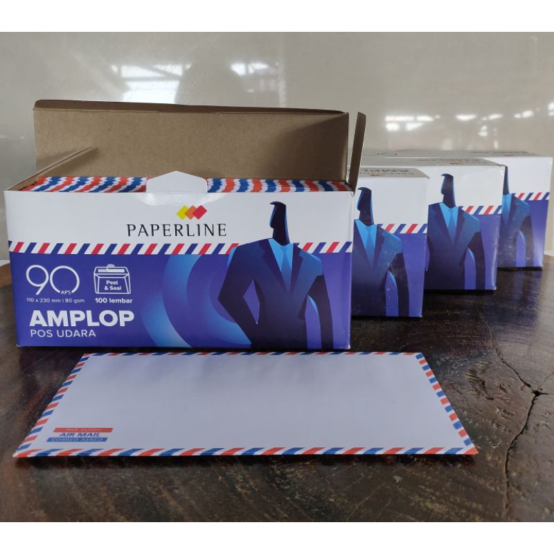 

amplop panjang garis airmail 90 PAPERLINE / amplop putih AM panjang PPL