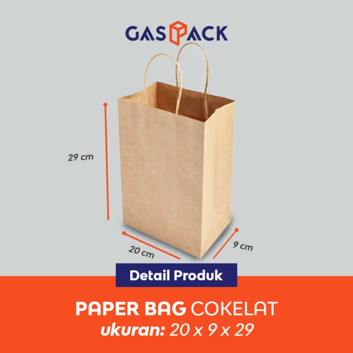 

Tas Kertas Coklat ( Paperbag ) - 20 x 9 x 29 cm
