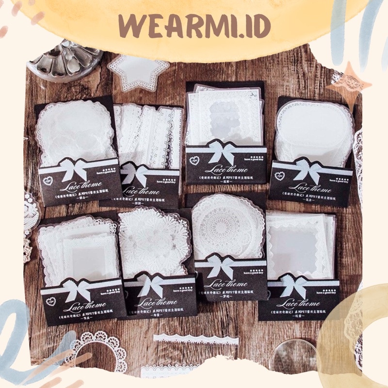 

30 pcs Sticker Pack Lace Theme Aesthetic Frame PET Scrapbook Bujo Jurnal DIY