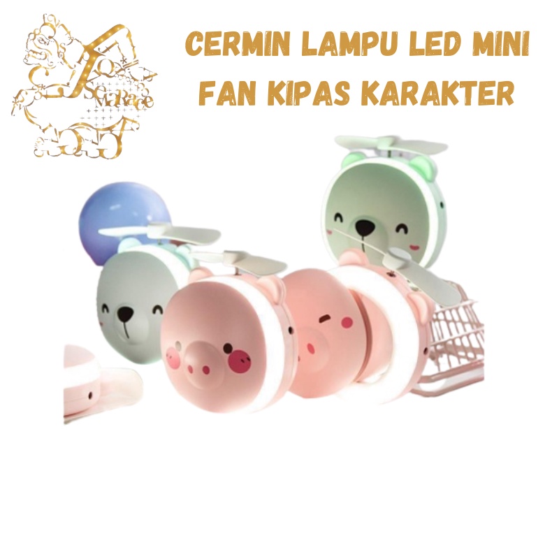 CERMIN PORTABLE LAMPU LED KIPAS MINI