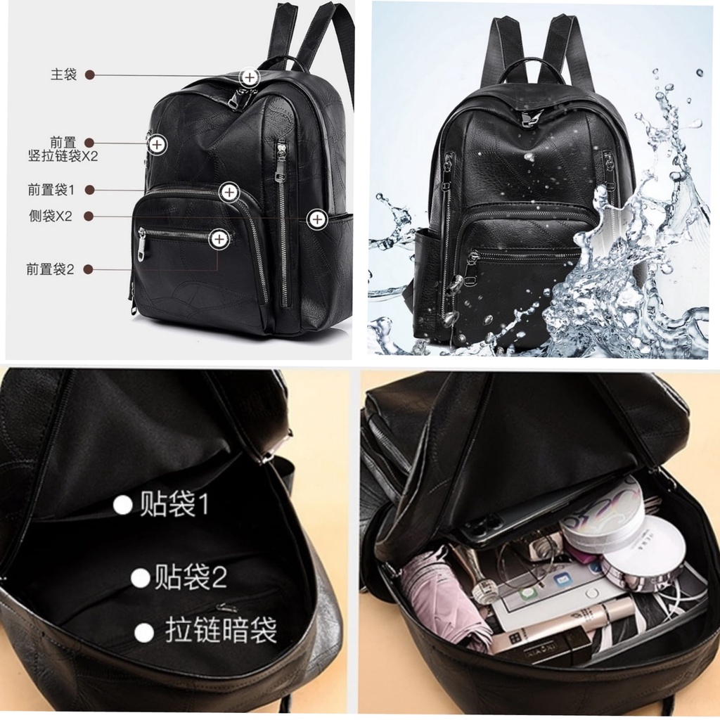 TAS RANSEL KULIT WANITA IMPORT HITAM MANIYA TA485B5 BACKPACK PREMIUM GENDONG SEKOLAH BESAR PUNGGUNG KERJA KULIAH FASHION KOREA REMAJA BATAM BRANDED