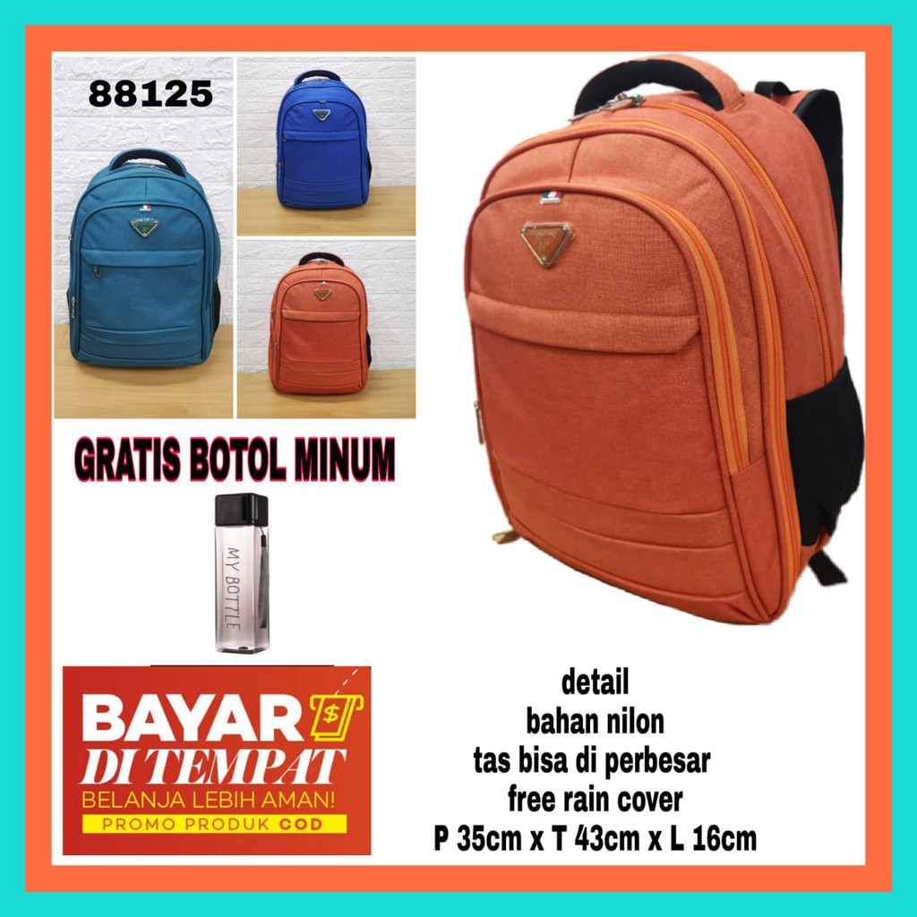 TAS RANSEL POLO MILANO - 88125 TAS RANSEL SEKOLAH KULIAH Tas Kerja MURAH FREE Botol Minum