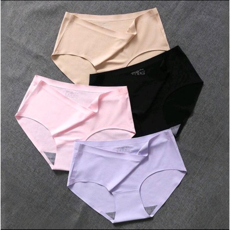 3pcs Celana Dalam Wanita Seamless Tanpa Jahitan Ice Silk CD Import Anti Nyeplak Grosir Lusinan Tokozifa25