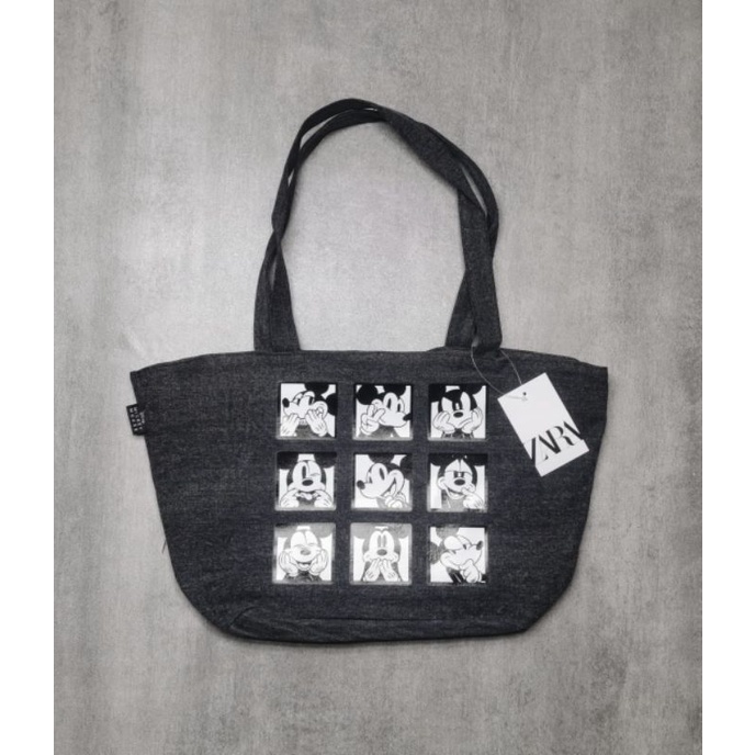 Zara Disney Mickey Tote Bag Denim