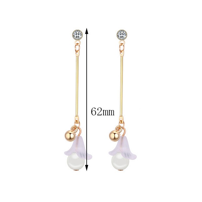 LRC Anting Tusuk Elegant Flower Shape Decorated Earrings