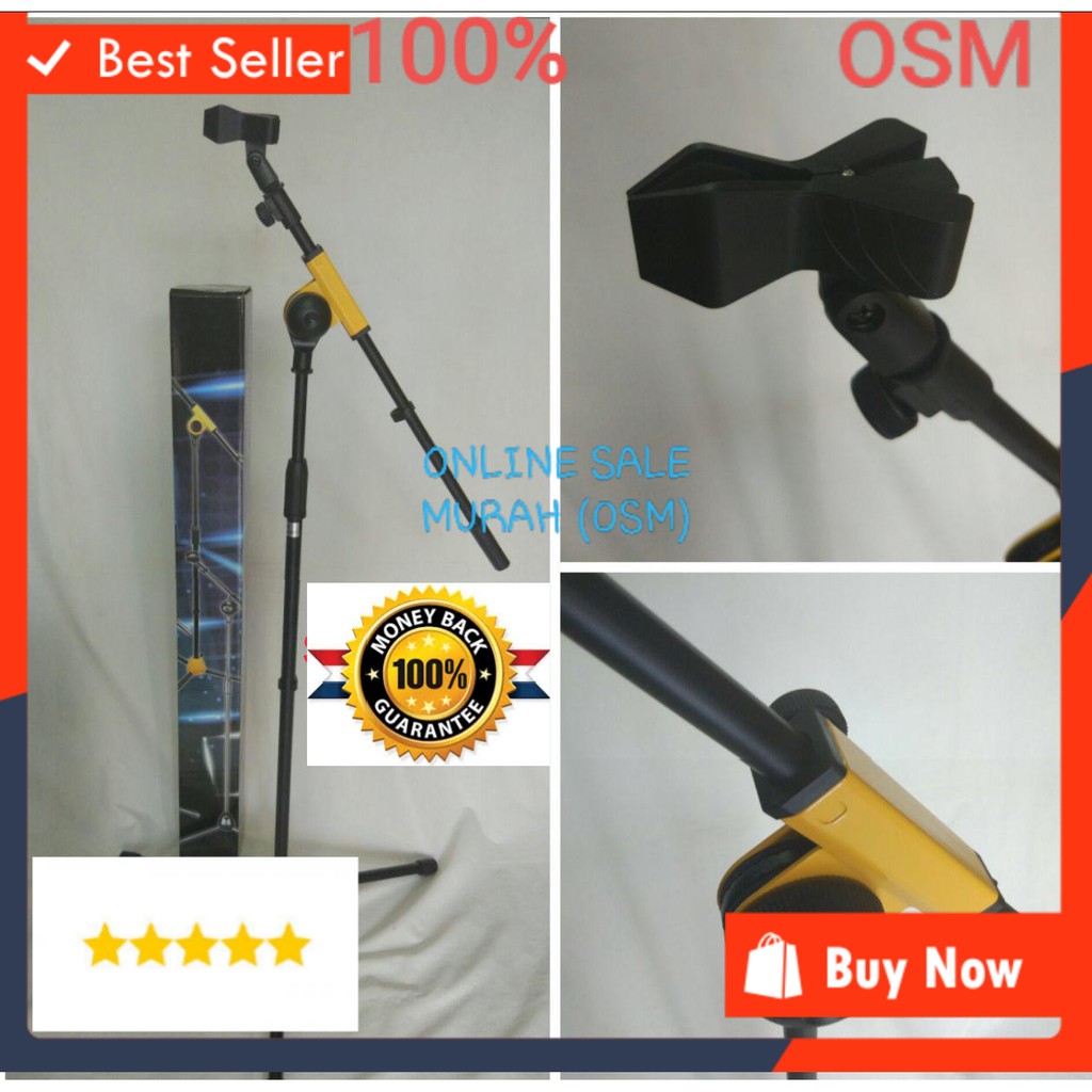 Standing ORIGINAL crimson stand mic kaki tiga holder microphone lantai tinggi mik penyangga mic universal mikrophone tiang pegangan tripod bahan besi asli  Bisa semua jenis MIC Tinggi tiang max : 130-170 cm bisa diatur tingginya bahan BESI  Adjustable Mic