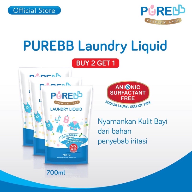 Purebb Laundry Liquid Refill 450 ml ( BUY 2 GET 1 )/pembersih botol bayi