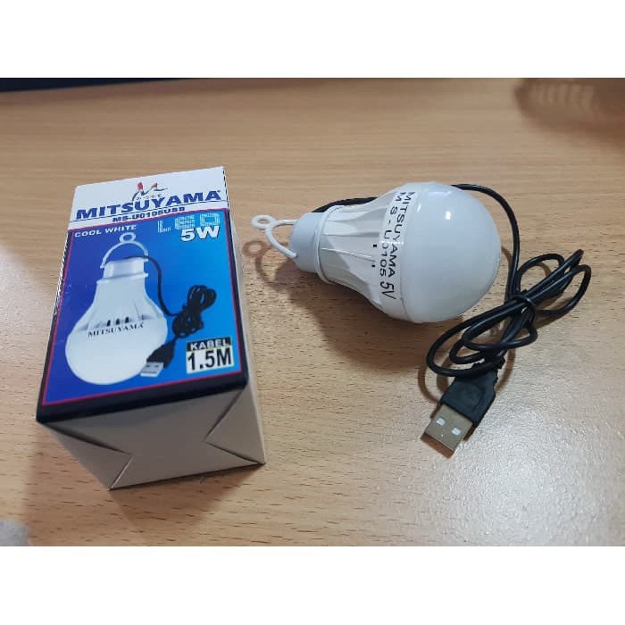 Lampu Led Emergency Mitsuyama 5watt / Bohlam Led Kabel USB 5 watt