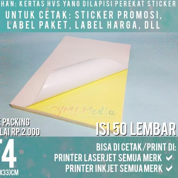 

▼ Sticker HVS F4 isi 50 Lembar / Kertas Stiker Inkjet Doff Matte Folio ➩