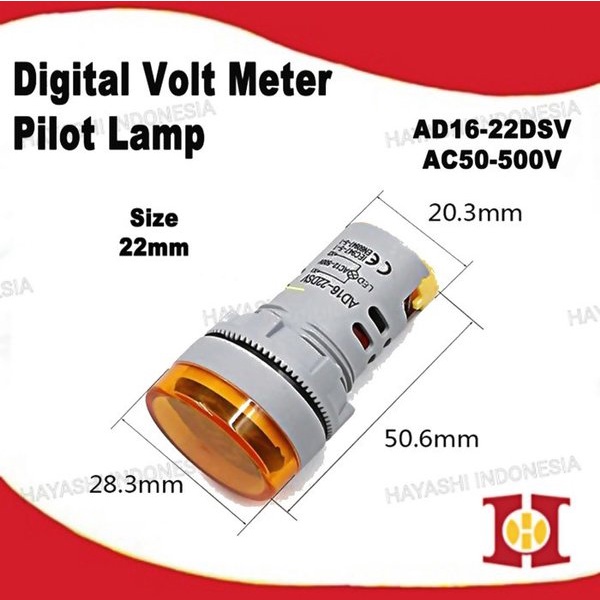 Pilot Lamp LED Dengan Indikator Volt AC 220V AD16-22DSV