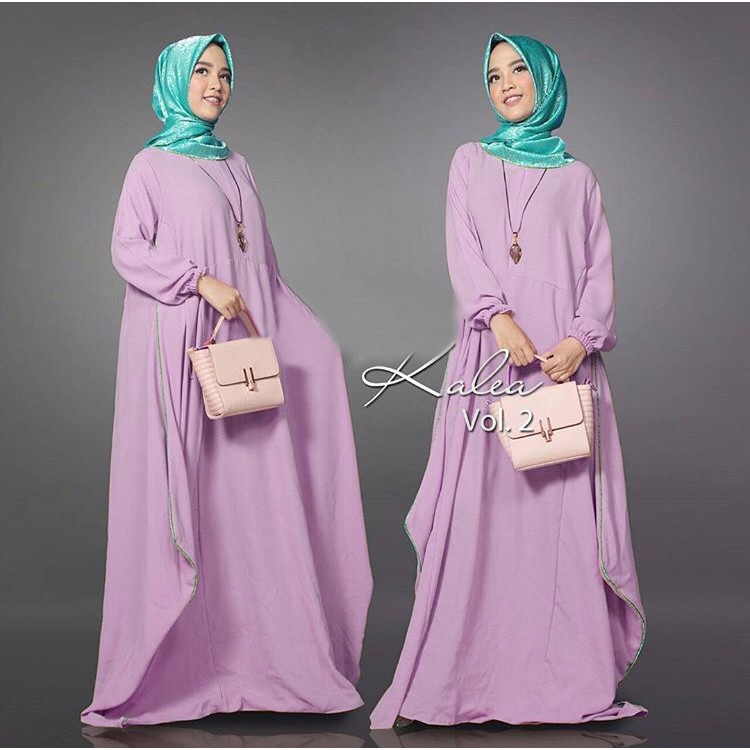 [Kalea lilac GZ] gamis wanita wolly crepe lilac