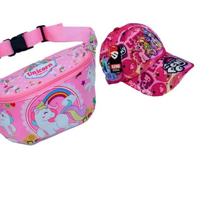 ❋ Tas selempang anak unicorn kuda poni gratis topi ✲