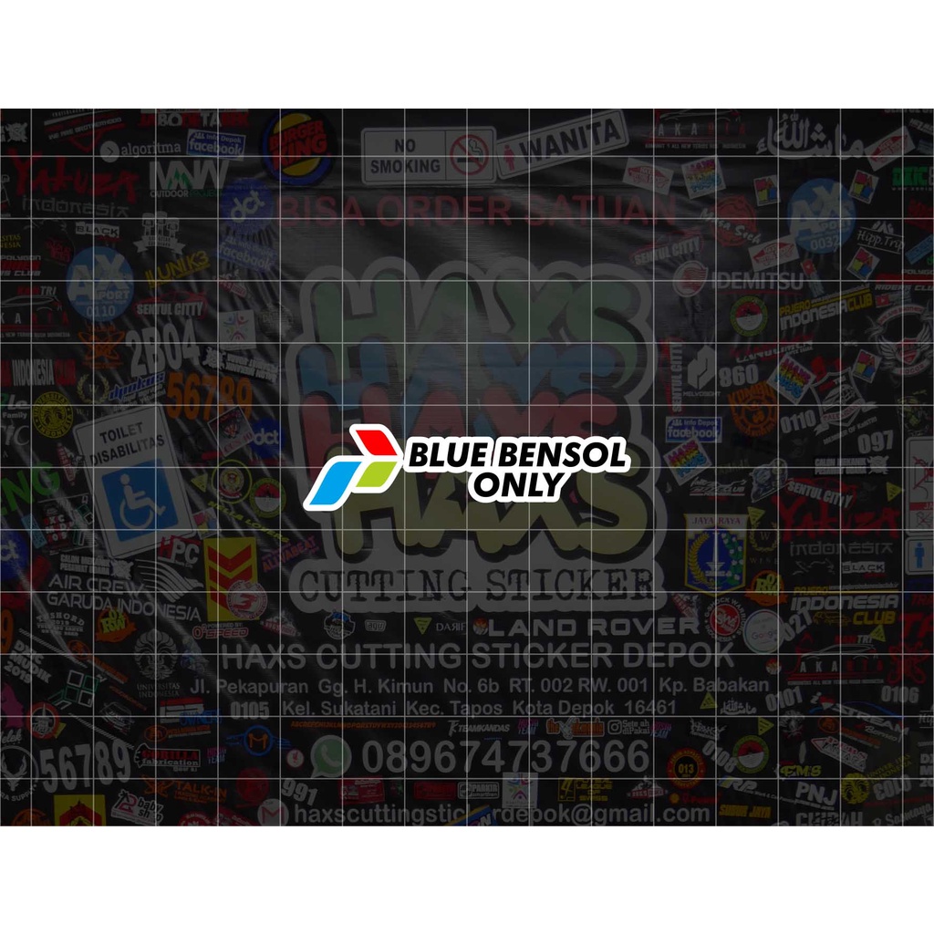 Cutting Sticker Blue Bensol Only Ukuran 5 Cm Untuk Motor Mobil