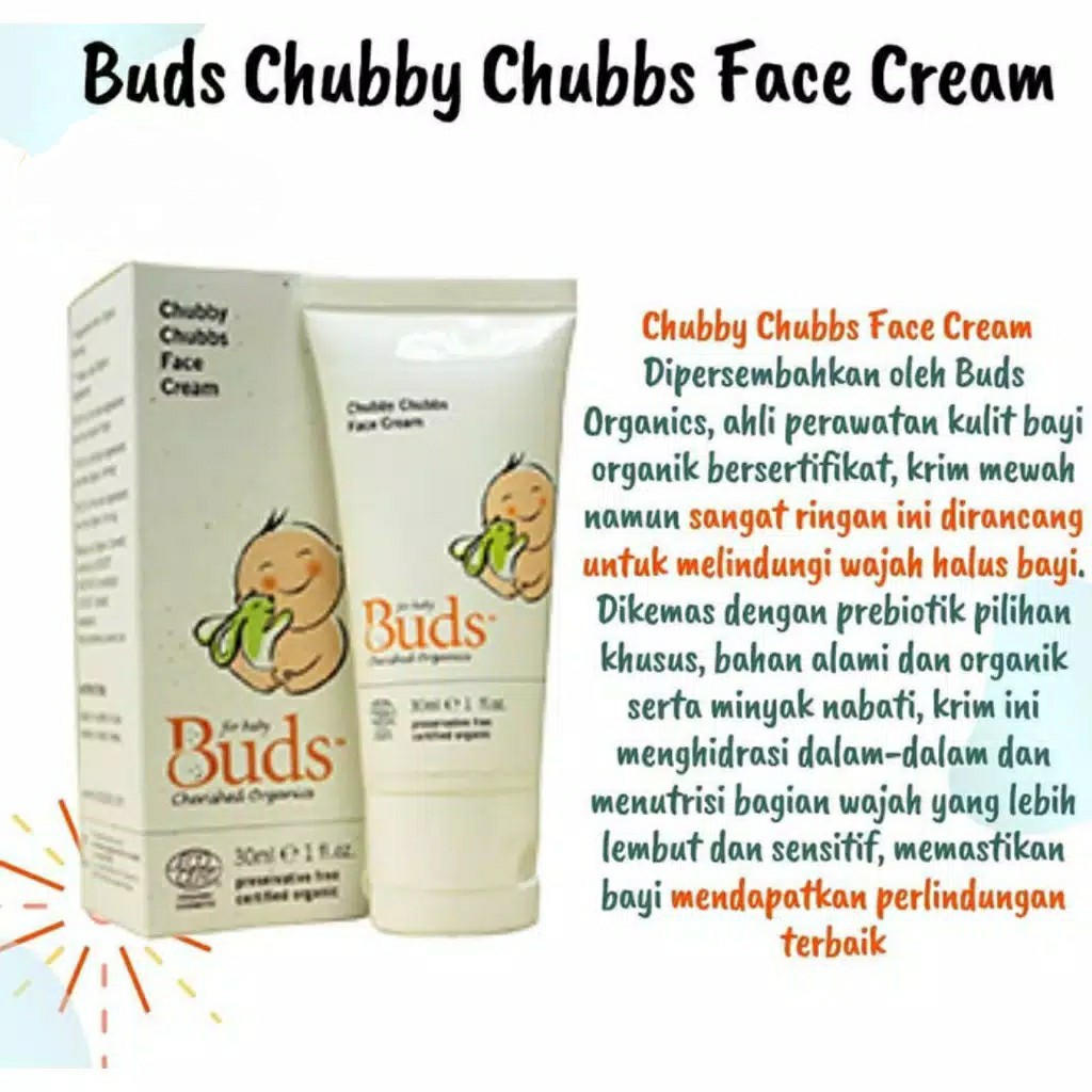 Buds Cherished Organics Chubby Chubbs Face Cream 30ml