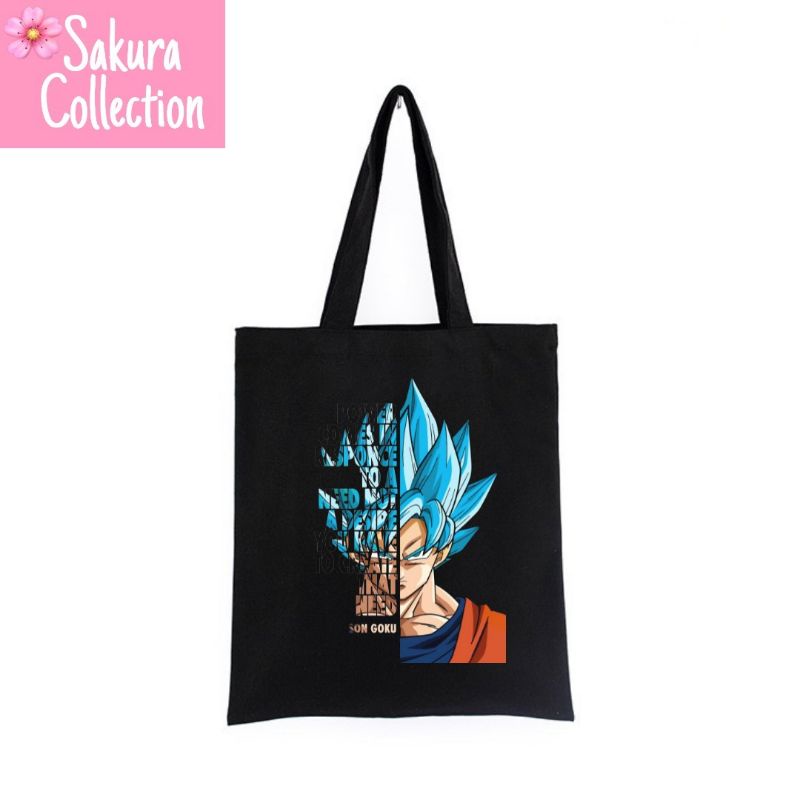 Tote Bag tas ANIME Goku DRAGON BALL otaku jepang  musik Heavy rock BAND metal tote bag resleting pria wanita tas sekolah / tas ngaji / tas kerja / tas belanja unisex canvas kekinian hitam/black tas jinjing/laptop fashion