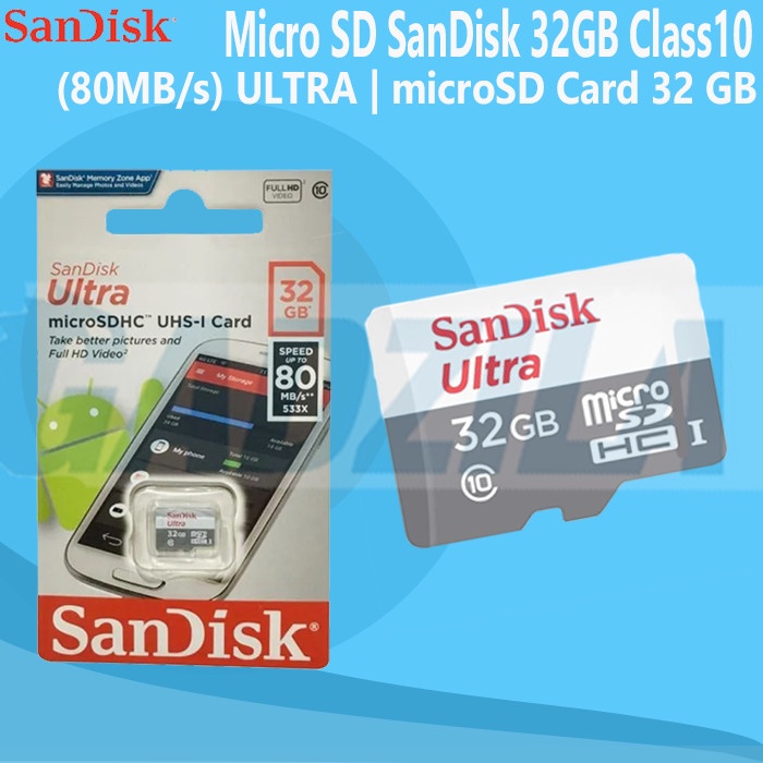 SanDisk Micro SD 32GB 80MB/s CLASS 10 Non Adapter microSD 32 GB Ultra