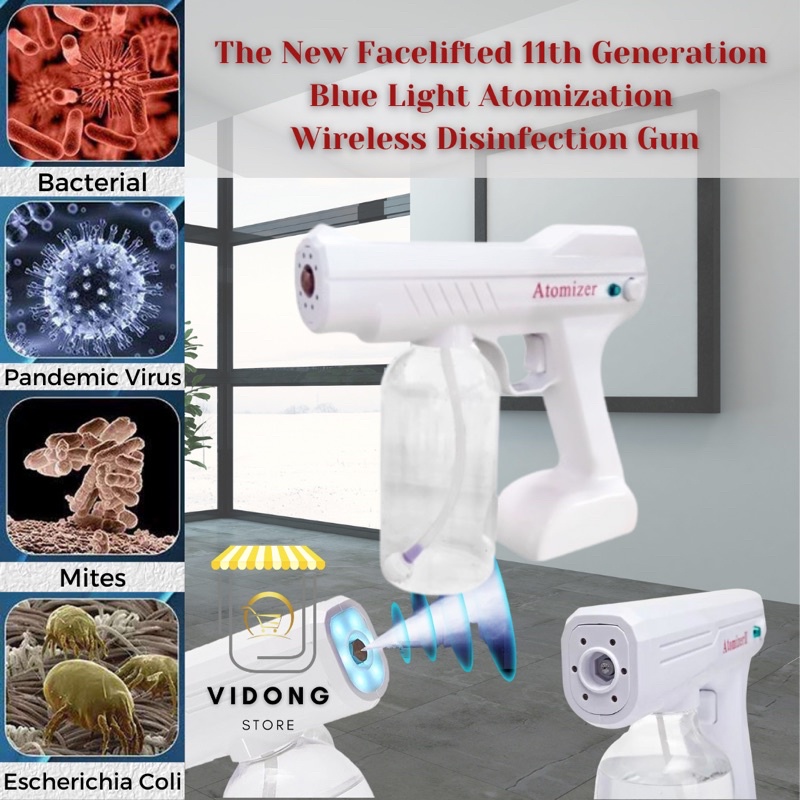 ATOMIZER - PORTABLE WIRELESS NANO STEAM DISINFEKTAN SPRAY GUN 800ML / DISINFEKTANT GUN SPRAY