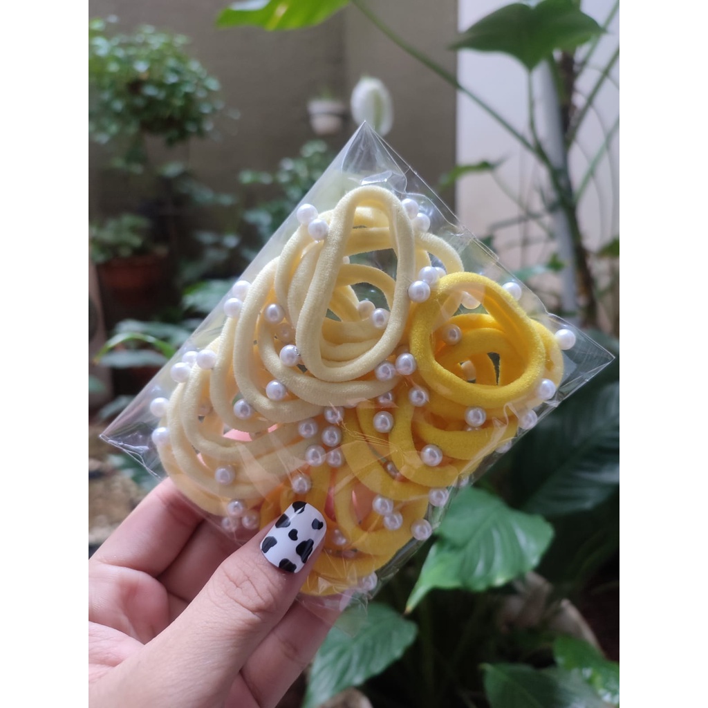 Ikat Rambut Korea Towel Ring Set ( isi 50pcs)-TOWELPEARL-YELLOW(20